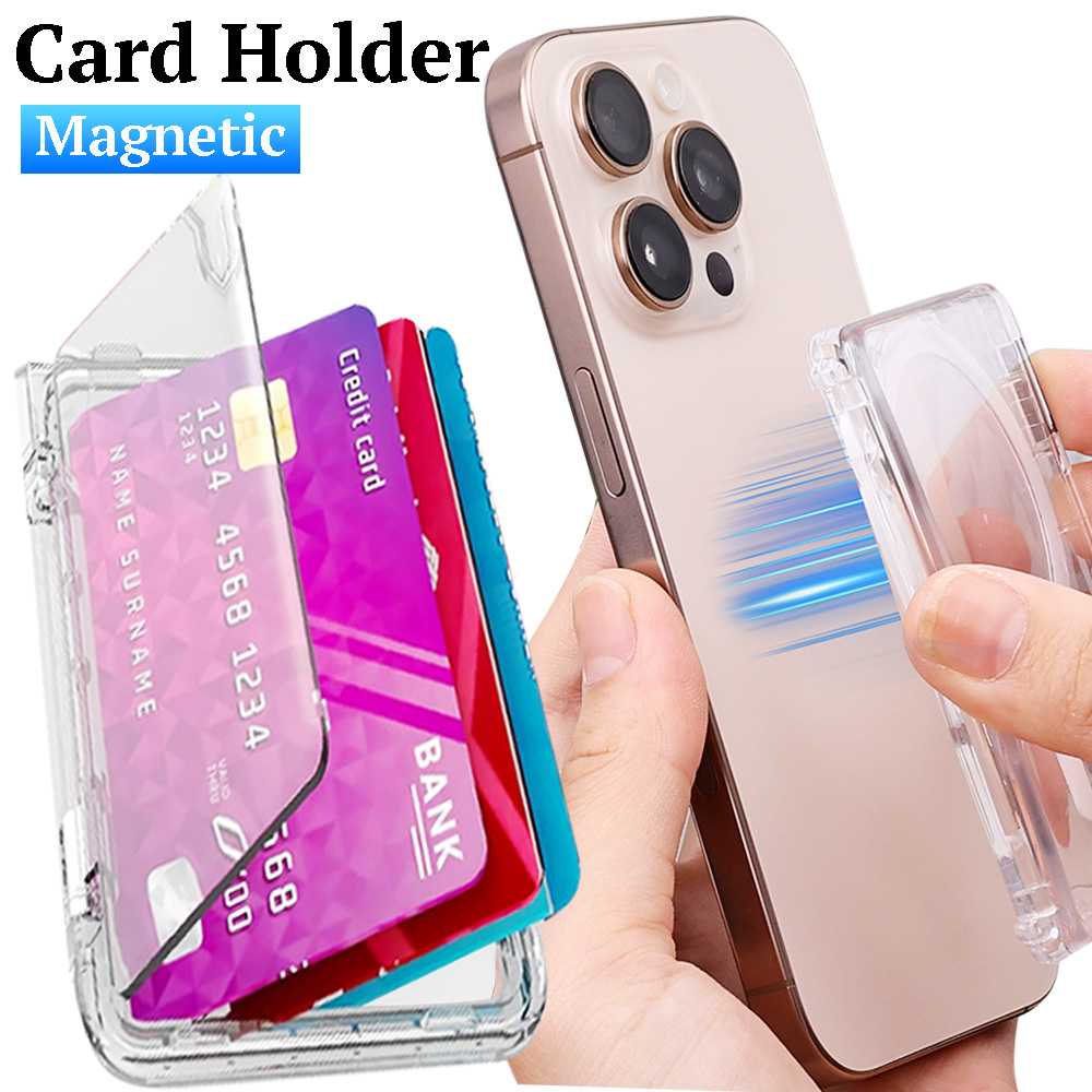 Card Holder Slim Case - Transparent Magnetic Open Close Type Card