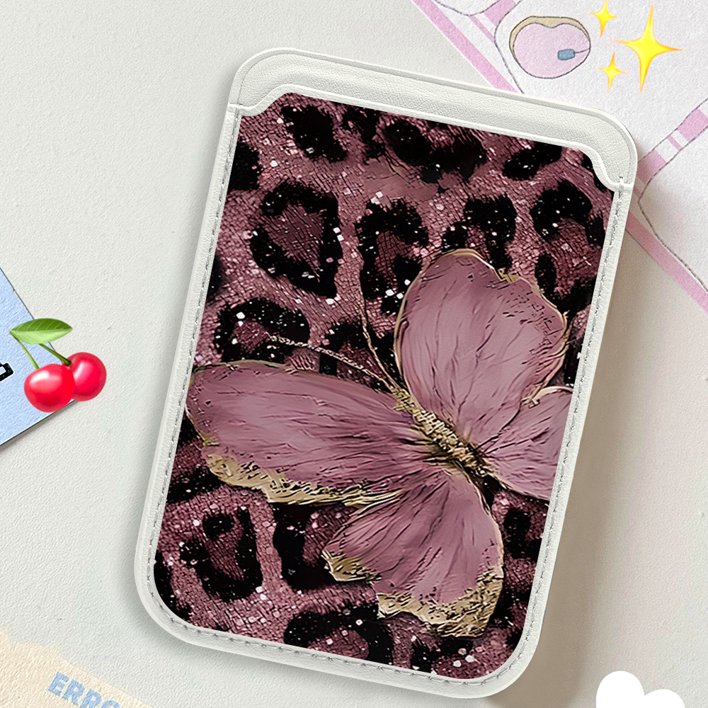 Card Holder Slim Case - Leopard Print Bow Phone Card Bag