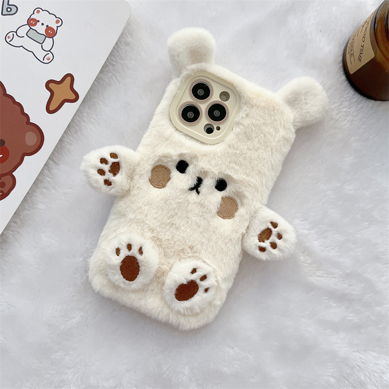 Korean 3D Cartoon Bear Fluffy  - Phone Cases For Iphone 11 のレビューと価格