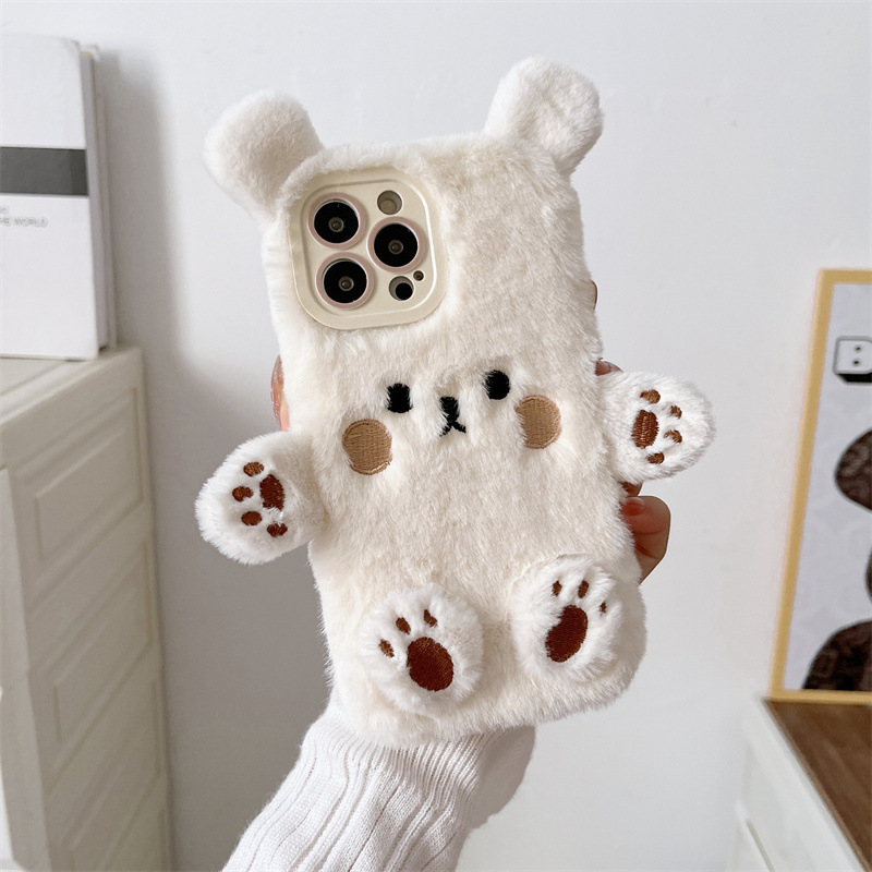 Korean 3D Cartoon Bear Fluffy  - Phone Cases For Iphone 11 のレビューと価格
