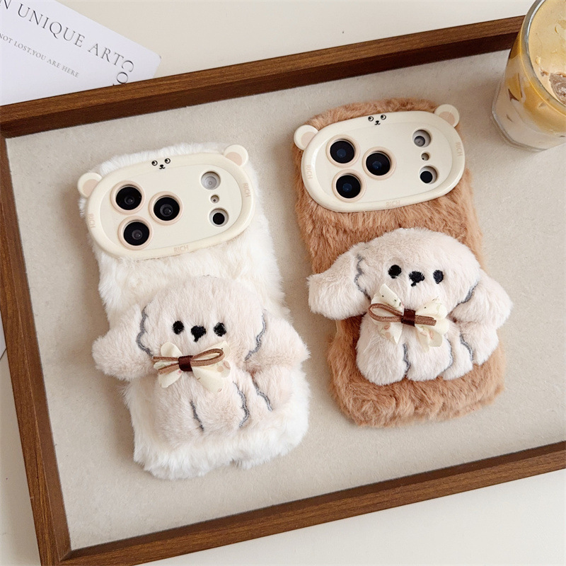 3D Cartoon Bowknot Puppy Warm  - Phone Cases For Iphone 11 のレビューと価格