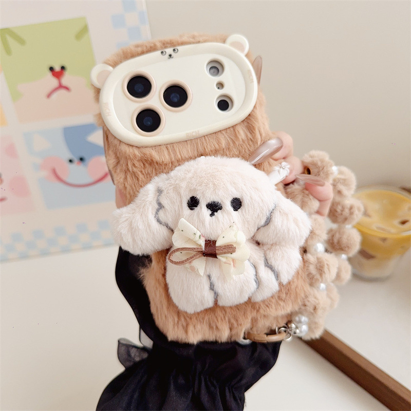 3D Cartoon Bowknot Puppy Warm  - Phone Cases For Iphone 11 のレビューと価格