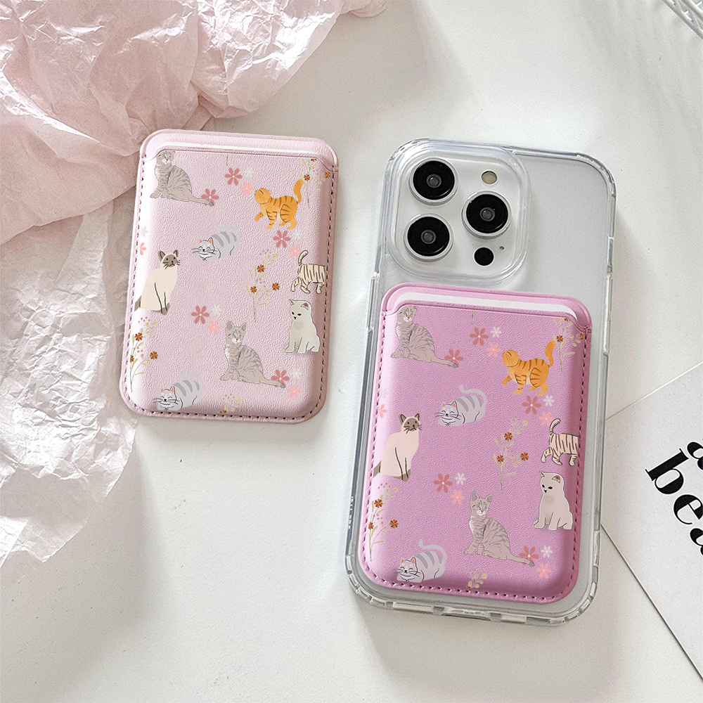 Cute Kitty Illustration Leathe - Card Holder Slim Case のレビューと価格