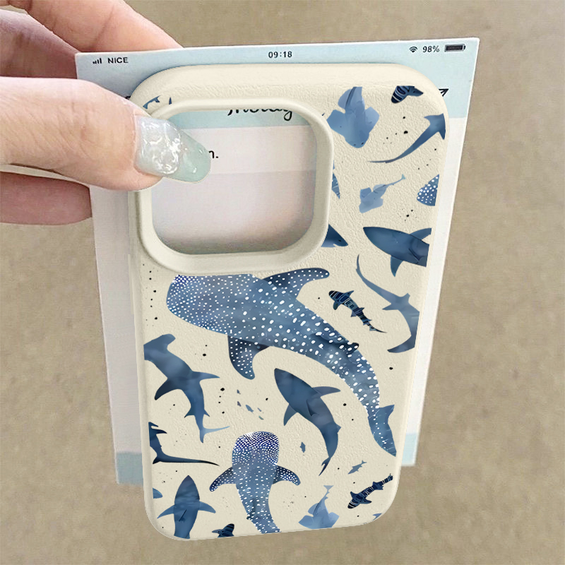 Ocean Shark Whale Pattern Phon - Phone Cases Leather のレビューと価格
