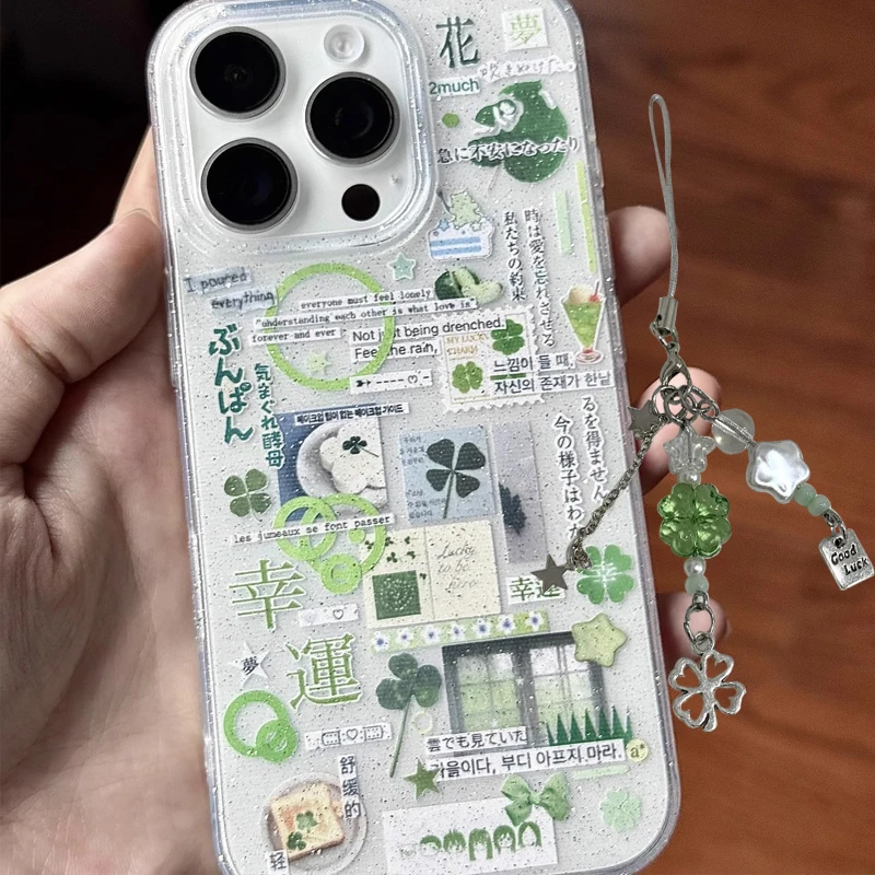 Japanese Green Clover Sparklin - Phone Cases Japanese のレビューと価格