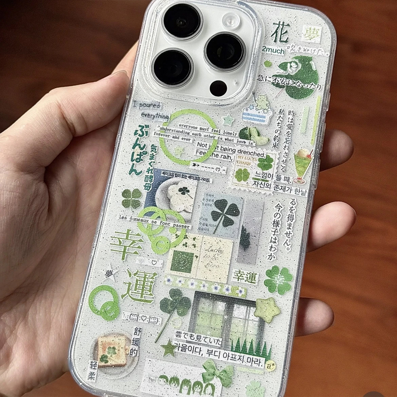 Japanese Green Clover Sparklin - Phone Cases Japanese のレビューと価格