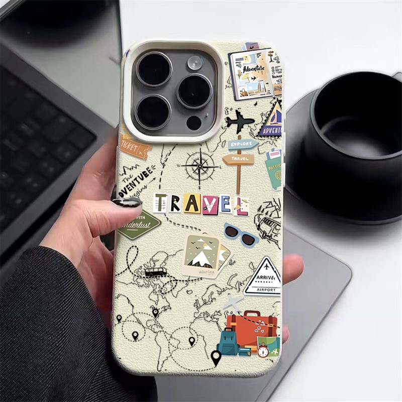 Travel Map Pattern Phone Case  - Phone Cases Leather のレビューと価格