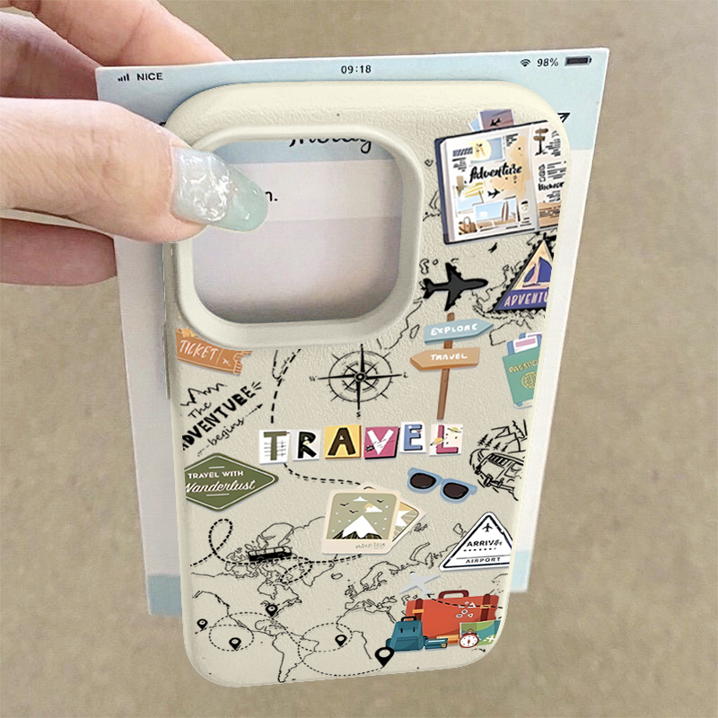 Travel Map Pattern Phone Case  - Phone Cases Leather のレビューと価格