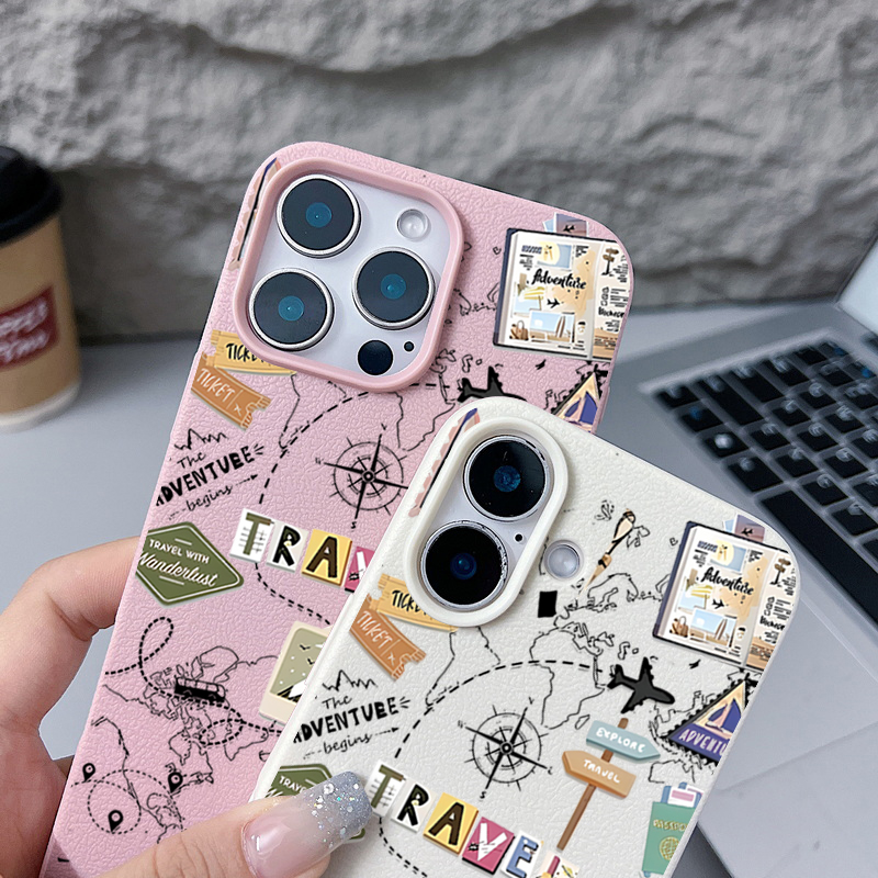 Travel Map Pattern Phone Case  - Phone Cases Leather のレビューと価格