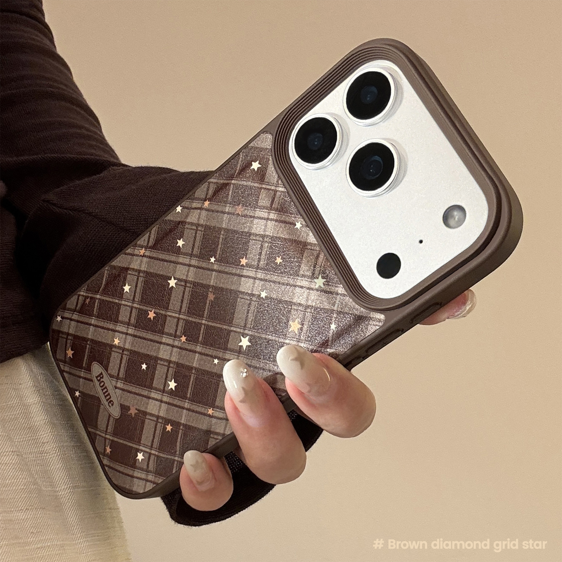 Korean Geometric Checkered Pat - Phone Cases Leather のレビューと価格