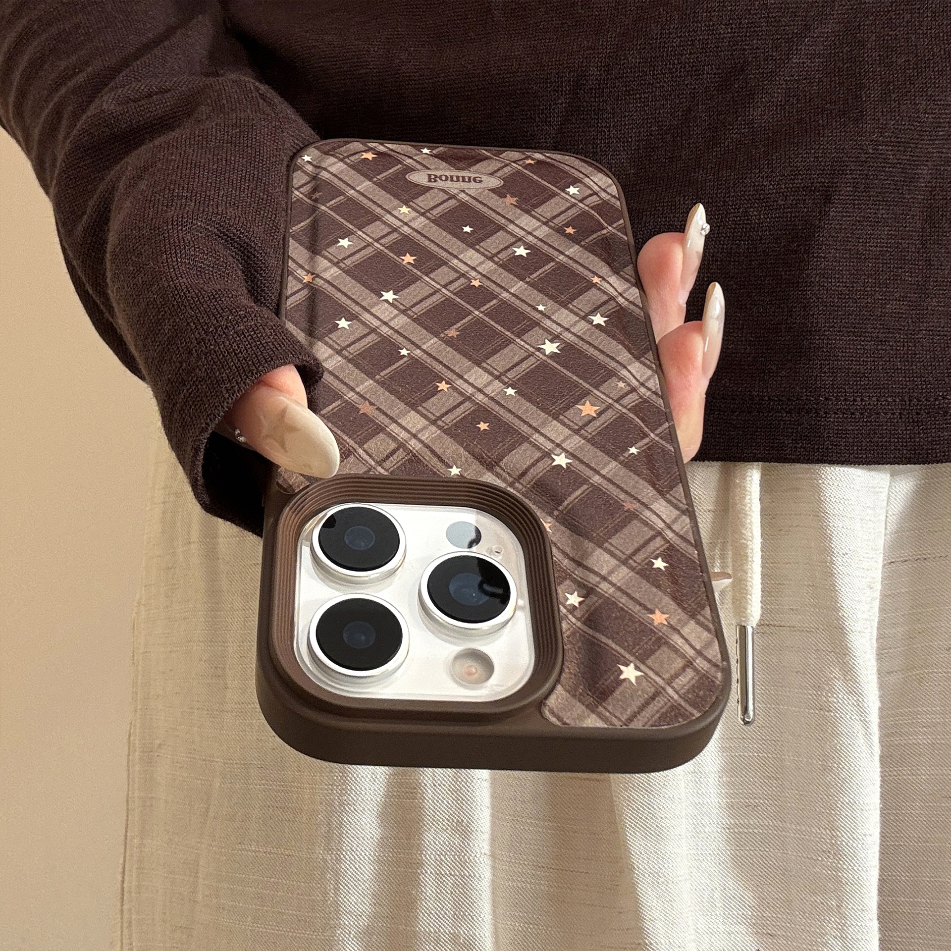 Korean Geometric Checkered Pat - Phone Cases Leather のレビューと価格