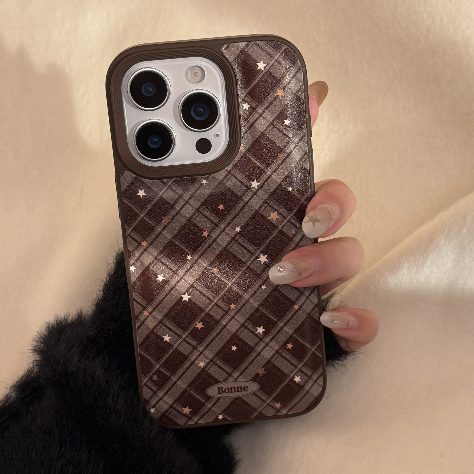 Korean Geometric Checkered Pat - Phone Cases Leather のレビューと価格