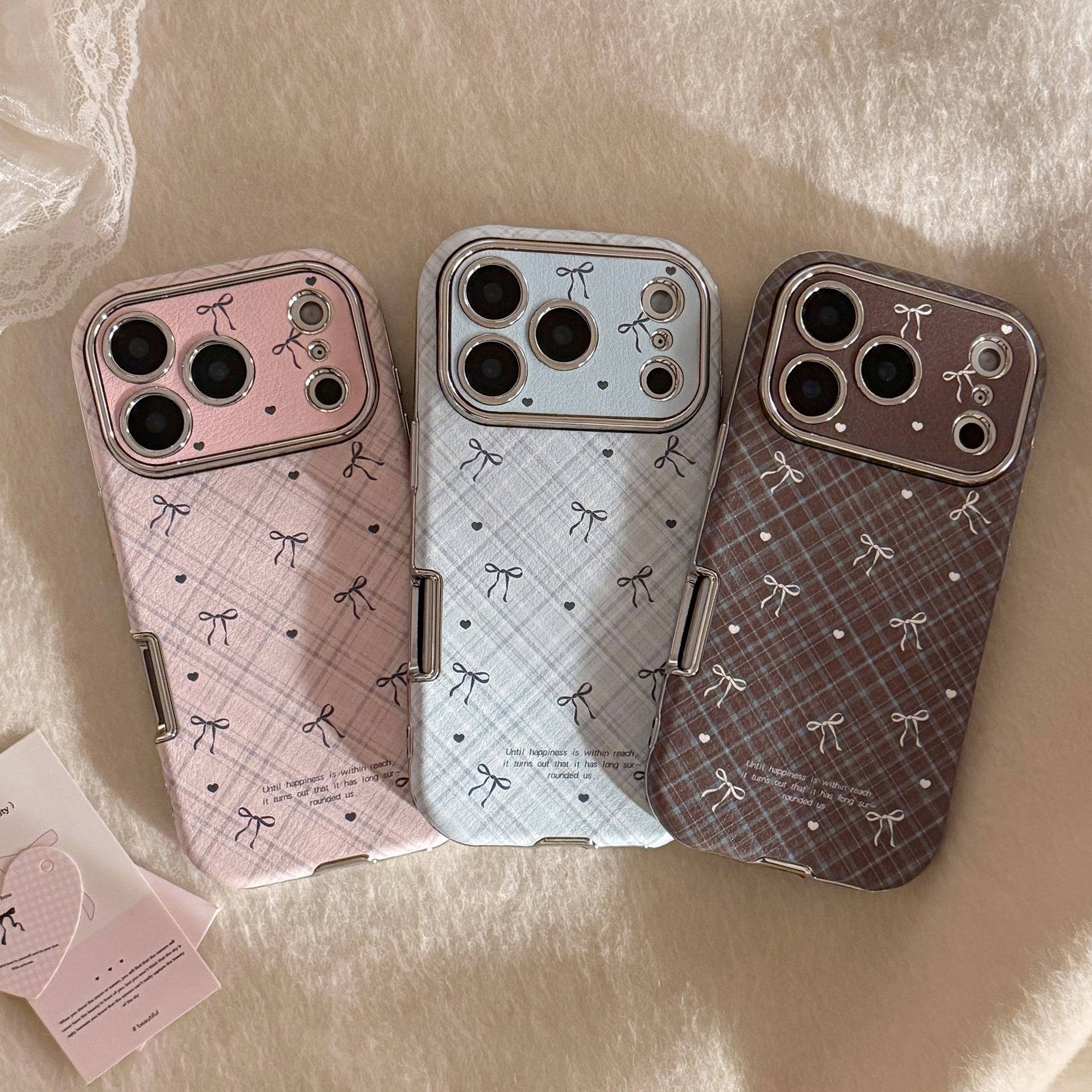 Korean Retro Plaid Grid Patter - Phone Cases Leather のレビューと価格