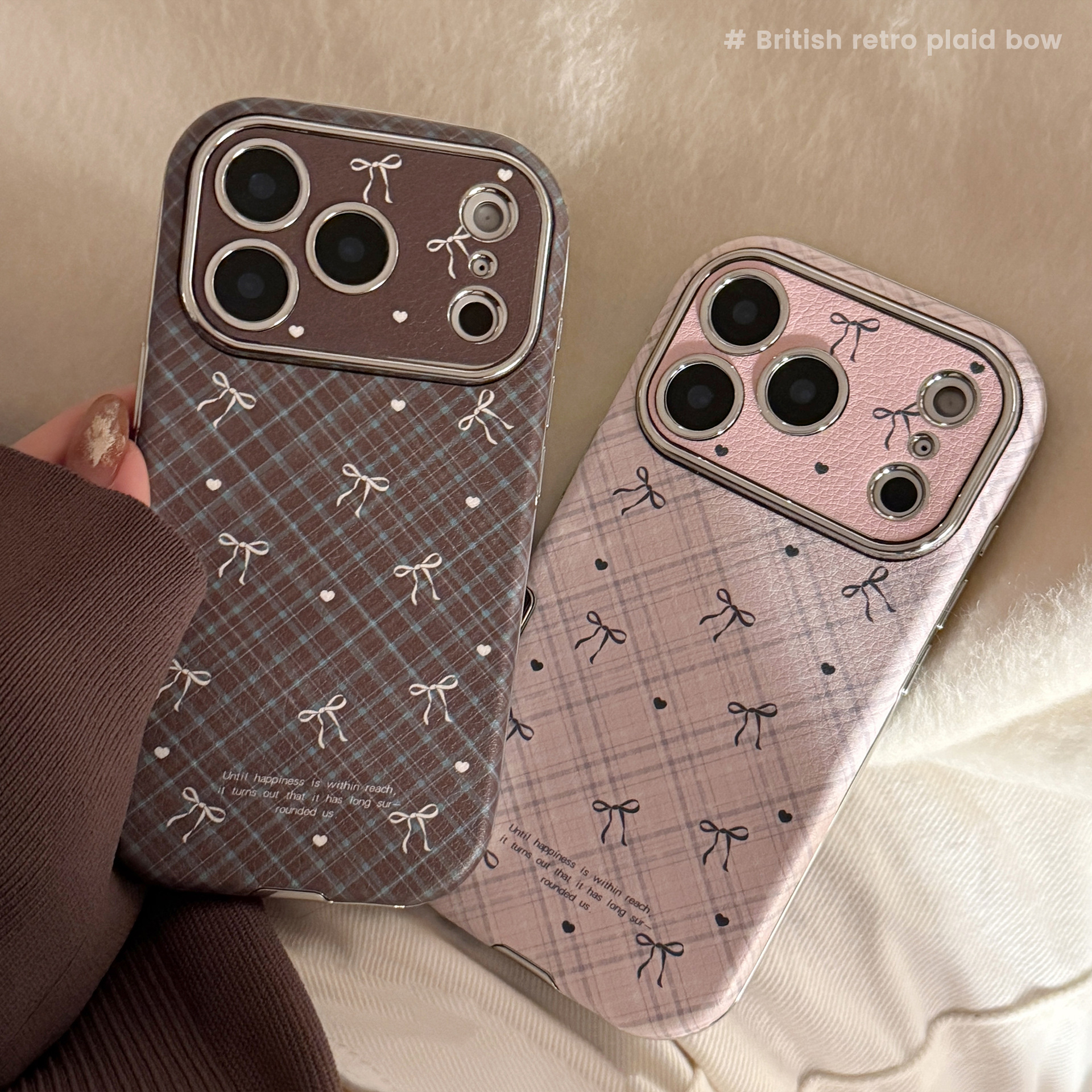 Korean Retro Plaid Grid Patter - Phone Cases Leather のレビューと価格